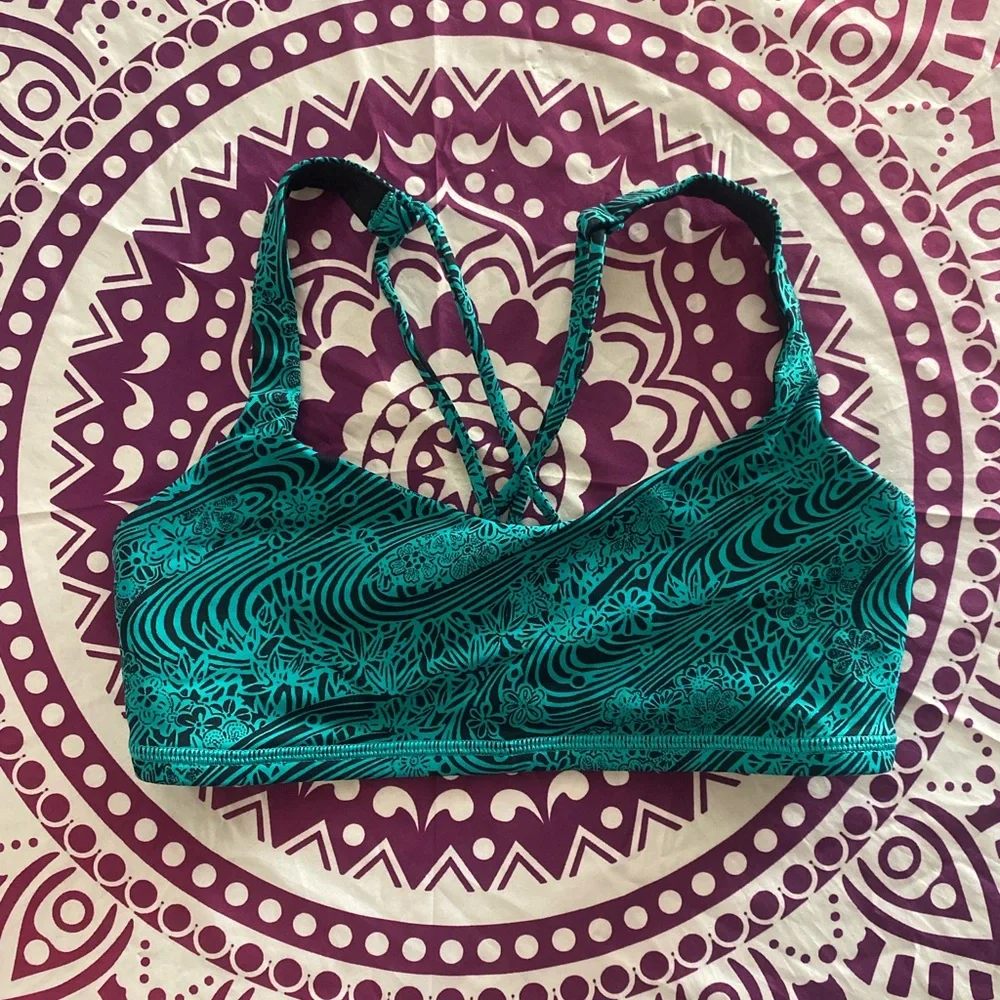 Lululemon Athletica Teal Floral Sports Bra - Picture 1 of 4